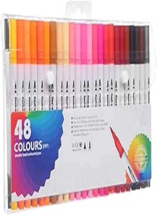 YelaJoy Dual Brush Marker Pens, 48 Colored Markers, Fine liners & Brush Tip Watercolor Pen Set for Kids Adult Coloring Books, Drawings, Note Taking Coloring Writing, Calligraphy